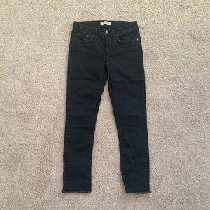 Won Hundred Jeans Women’s 27 Skinny Raw Hem Denim Pockets Black Cotton